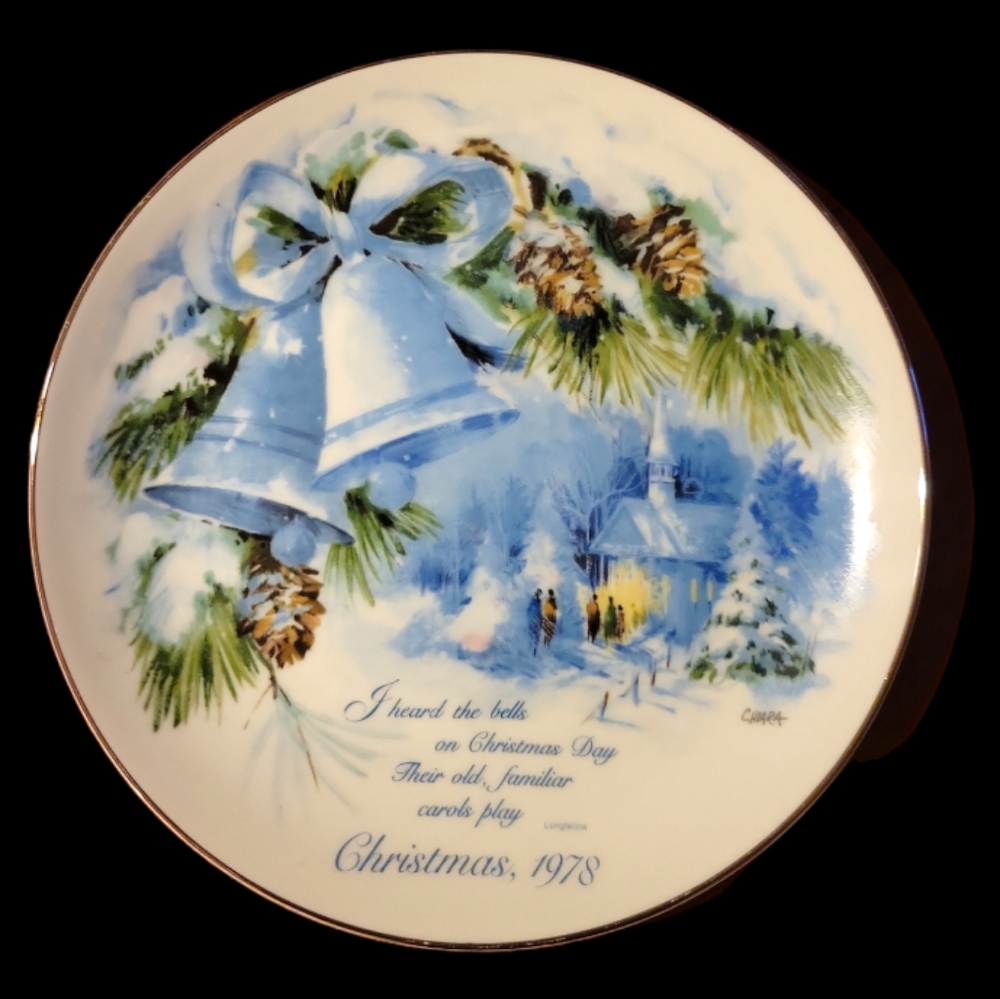 Vtg 1978 Plate Porcelain Chiara American Watercolor Society I Heard The Bells...